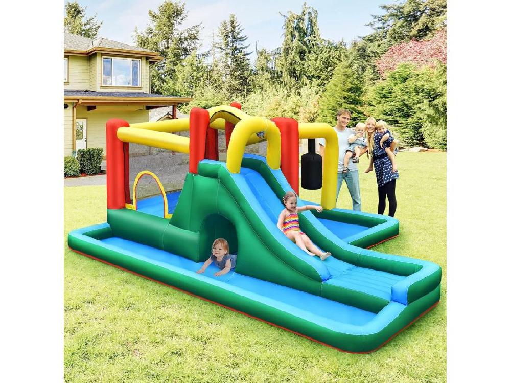 Vente Unique Château Gonflable Pour Enfants De 3-10 Ans Avec Pataugeoire Toboggan Mur D’escalade Tunnel 470 X 370 X 190cm (sans Gonfleur)