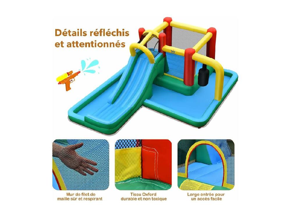 Vente Unique Château Gonflable Pour Enfants De 3-10 Ans Avec Pataugeoire Toboggan Mur D’escalade Tunnel 470 X 370 X 190cm (sans Gonfleur)