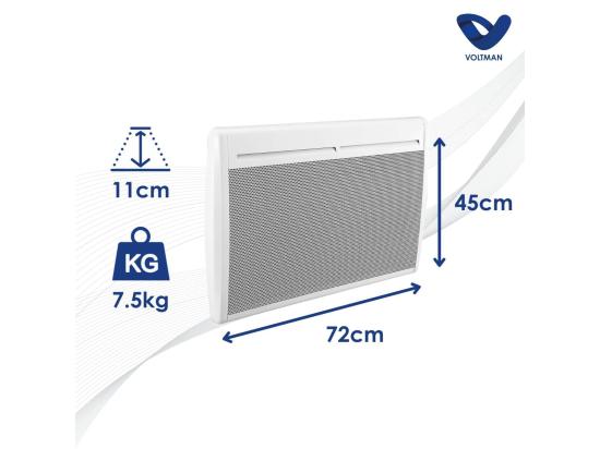 Vente Unique Chauffage électrique 1500W - Panneaux Rayonnants - Blanc - Voltman