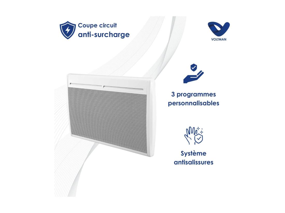 Vente Unique Chauffage électrique 1500W - Panneaux Rayonnants - Blanc - Voltman