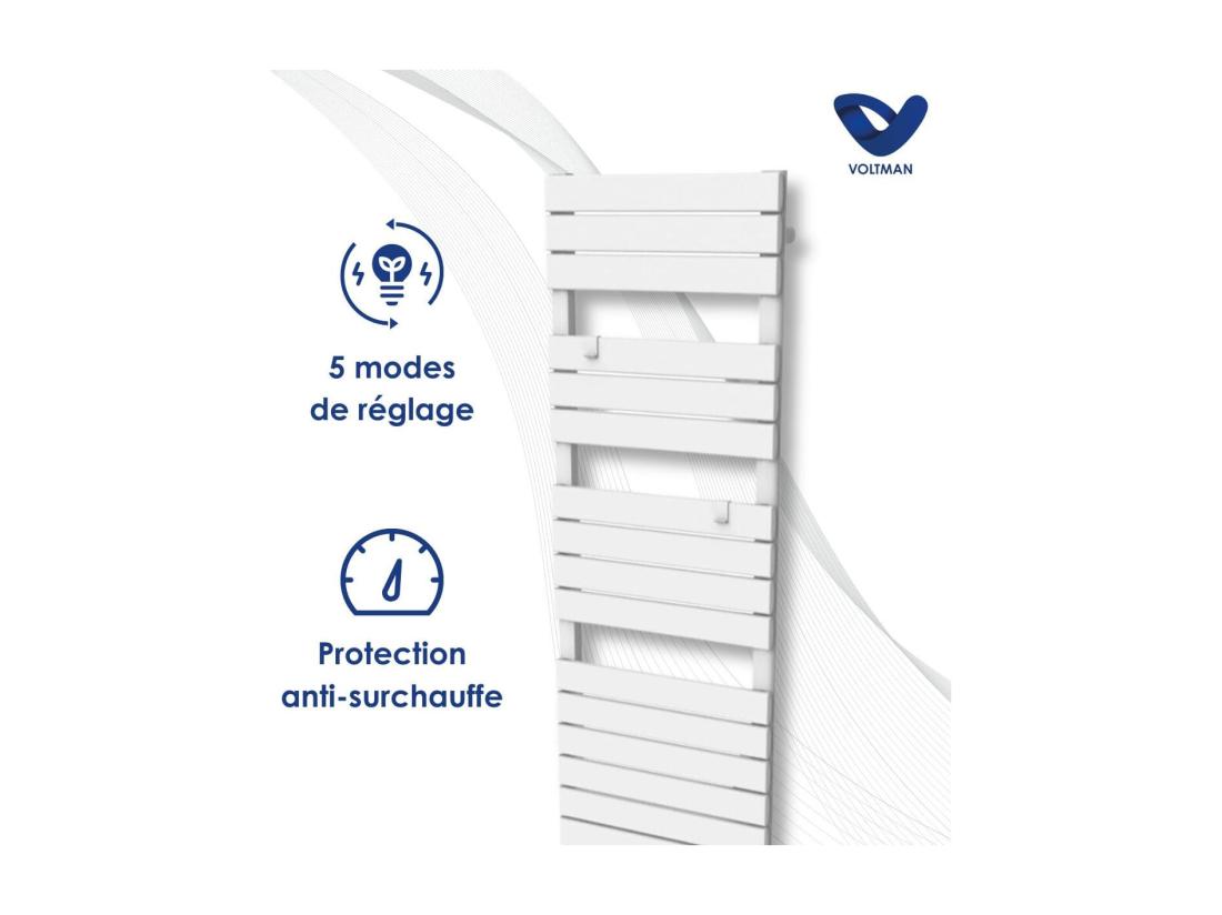 Vente Unique Chauffage Sèche-serviette 1000W + Soufflant 750W - Blanc - Voltman