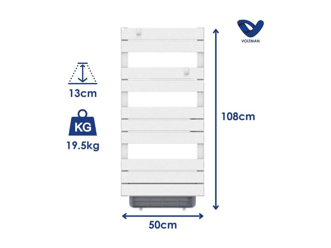 Vente Unique Chauffage Sèche-serviette 1000W + Soufflant 750W - Blanc - Voltman