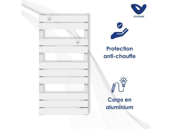 Vente Unique Chauffage Sèche-serviette 500W - Inertie Sèche - Blanc - Voltman