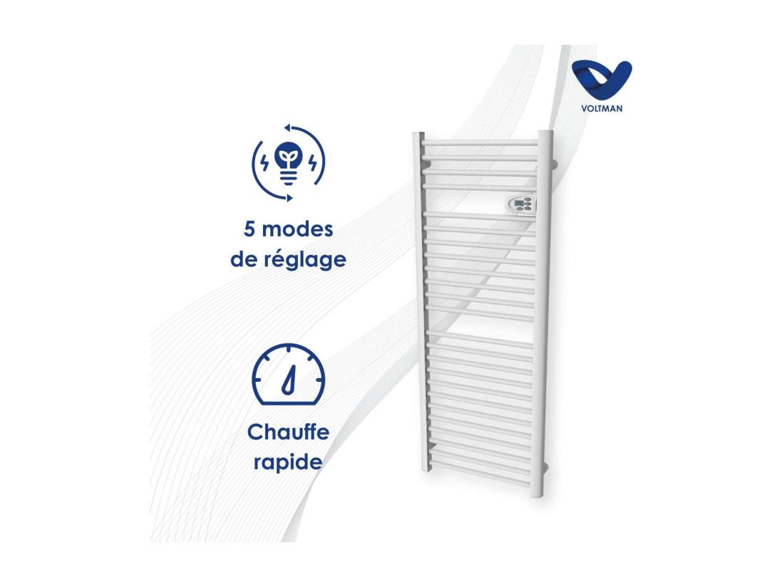 Vente Unique Chauffage Sèche-serviette Inertie Sèche 750W - Blanc - Voltman