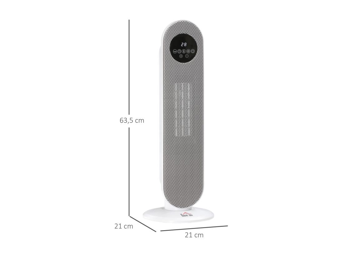 Vente Unique Chauffage Soufflant Oscillant 2000 W - Radiateur Céramique PTC - 2 Niv. Puissance - Chauffage D'appoint Avec Télécommande Blanc Noir