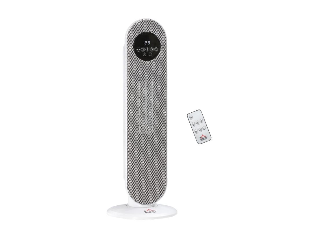 vente unique Chauffage soufflant oscillant 2000 W - radiateur céramique PTC - 2 niv. puissance - chauffage d'appoint avec télécommande blanc noir