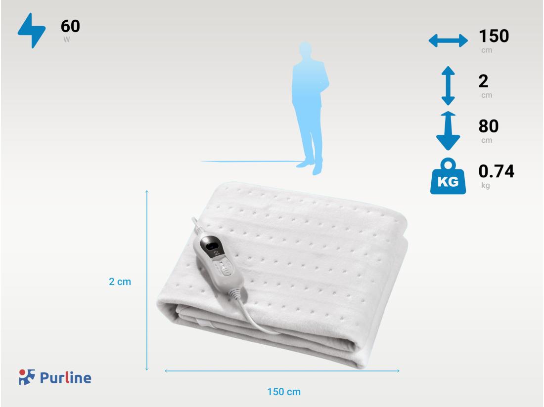 Vente Unique Chauffe-lit électrique 60W Laine Blanc
