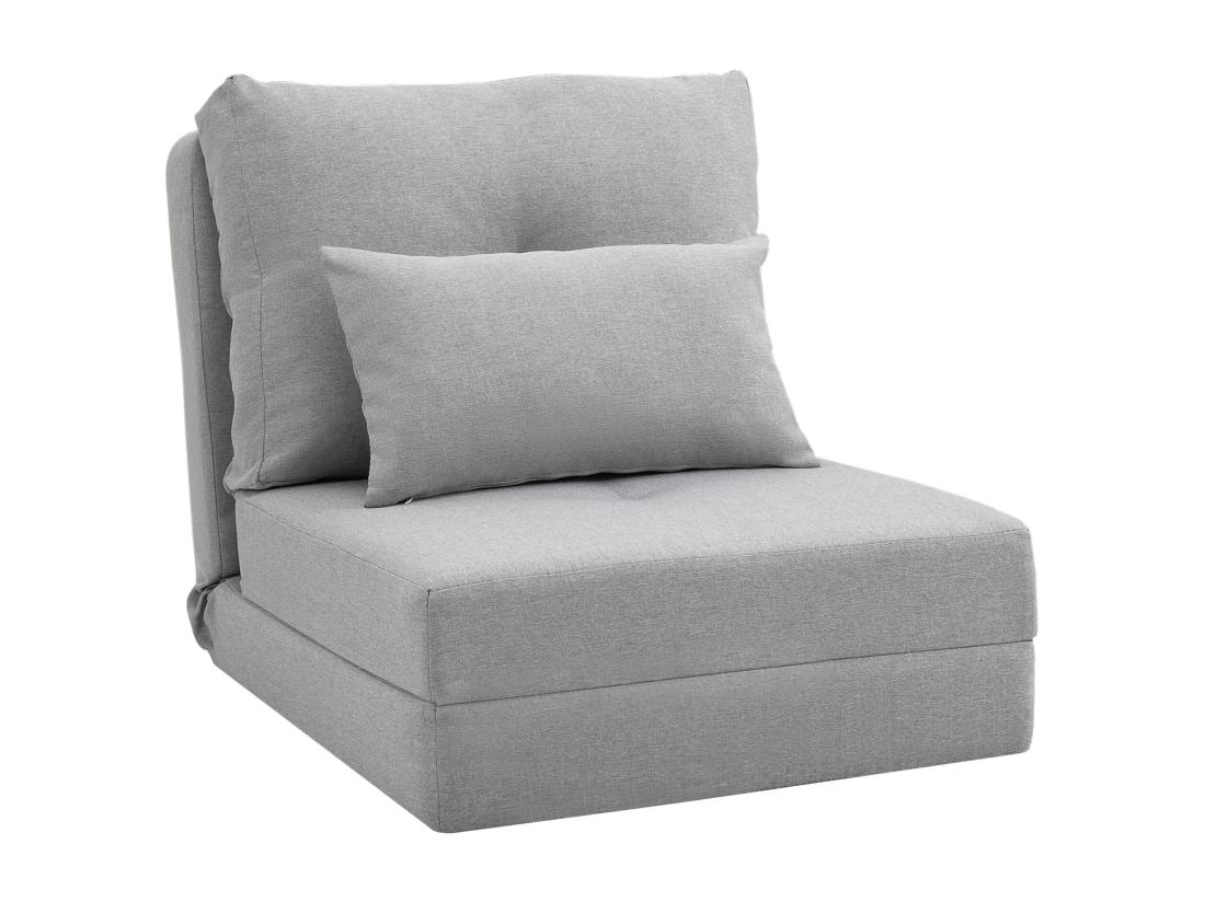 Vente Unique Chauffeuse Dossier Inclinable - Fauteuil Convertible - 2 Coussins Inclus - Tissu Lin Gris Clair
