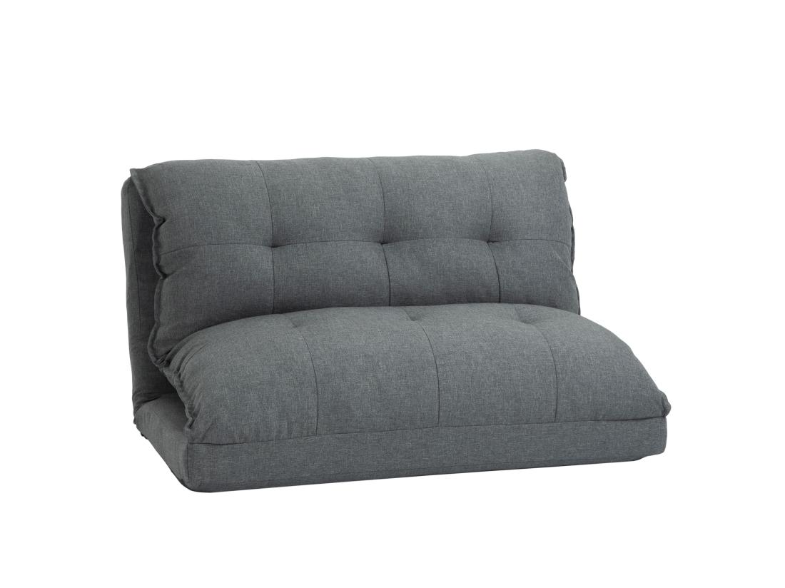 Vente Unique Chauffeuse - Matelas D'appoint Pliant - Fauteuil Convertible - Inclinaison Dossier Réglable 13 Positions - Tissu Lin Gris