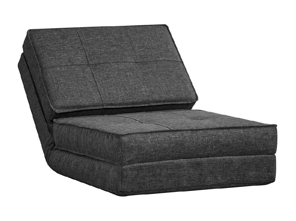 Vente Unique Chauffeuse - Matelas D'appoint Pliant - Fauteuil Convertible - Inclinaison Dossier Réglable 5 Positions - Tissu Polyester Aspect Lin Gris