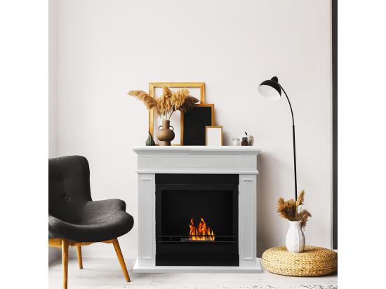 Vente Unique Cheminée Bioéthanol Au Sol Biocheminée JEFFERSON Blanc L 89 5 X H90 5 X P28