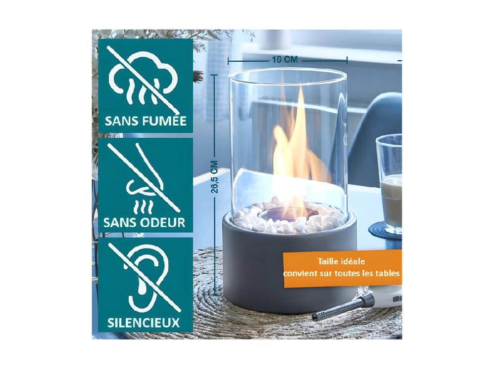 Vente Unique Cheminée De Table Portable Au Bioéthanol De Haute Qualité Pour L'intérieur Et L'extérieur Avec Pierres Décoratives