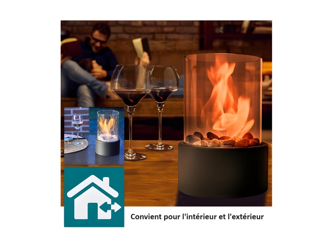 Vente Unique Cheminée De Table Portable Au Bioéthanol De Haute Qualité Pour L'intérieur Et L'extérieur Avec Pierres Décoratives