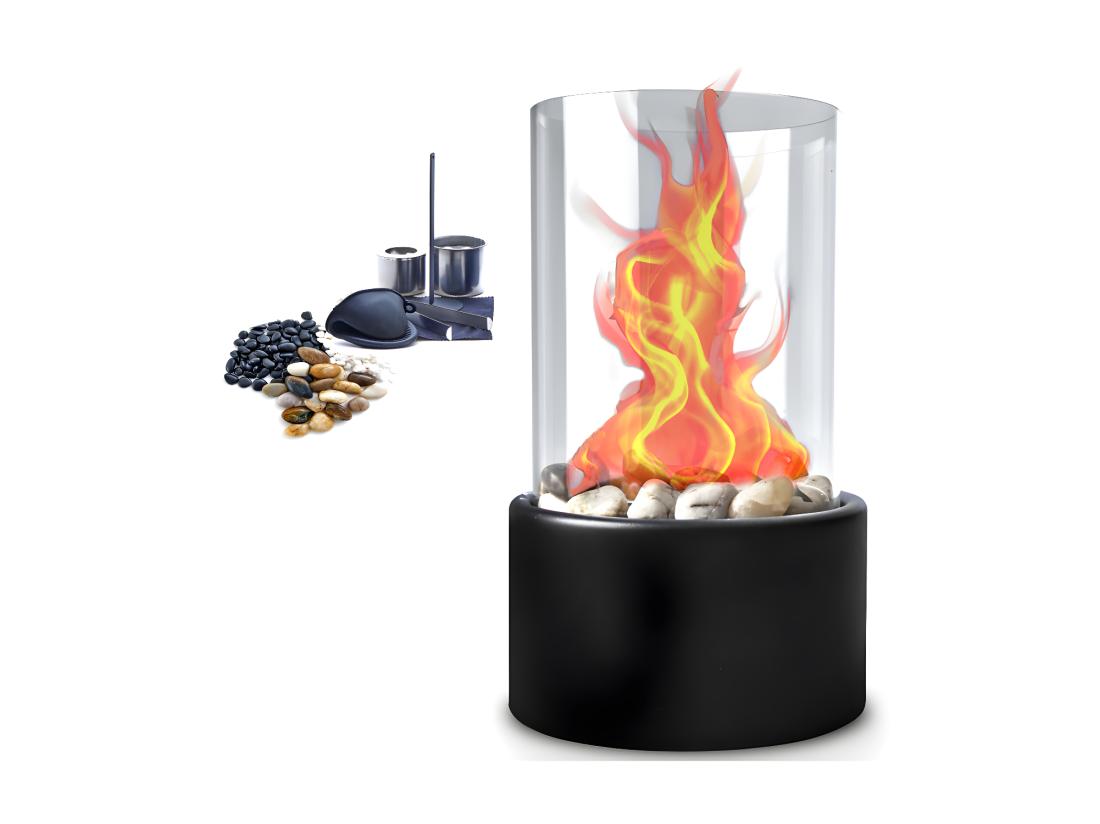 Vente Unique Cheminée De Table Portable Au Bioéthanol De Haute Qualité Pour L'intérieur Et L'extérieur Avec Pierres Décoratives