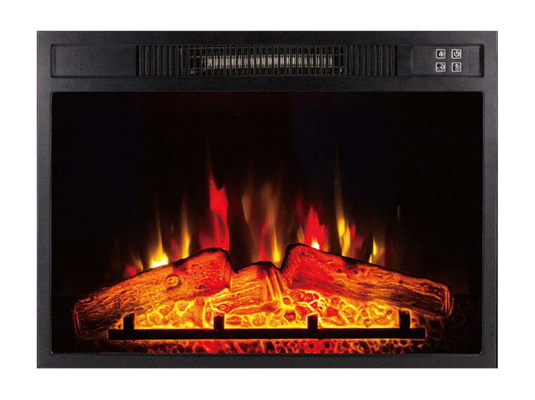 Vente Unique Cheminée électrique 2000W En Verre Trempé Noir Avec Télécommande