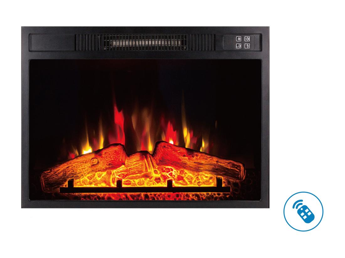 vente unique Cheminée électrique 2000W en verre trempé noir avec télécommande