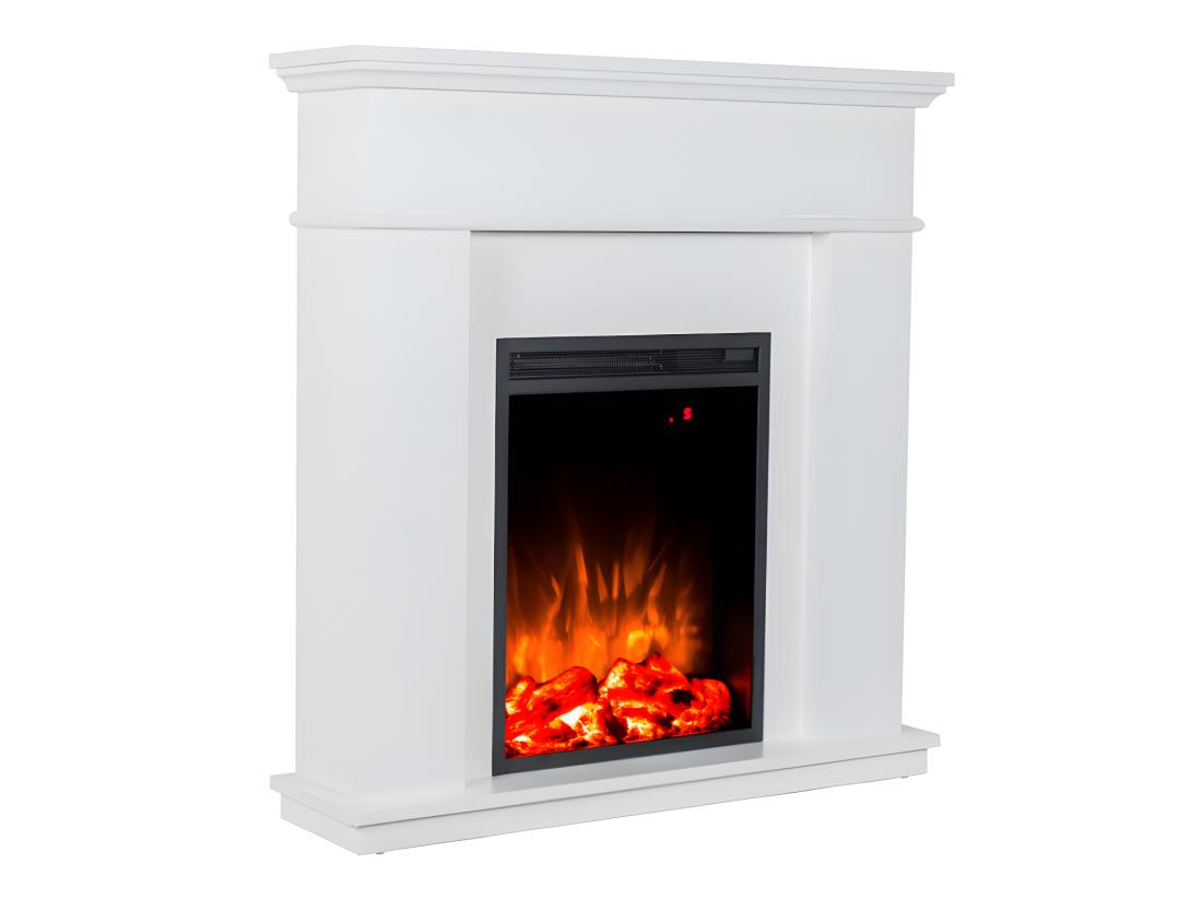 Vente Unique Cheminée électrique à Poser VESUVIA - Avec Manteau - L98 X P24 X H102.5cm - Blanche