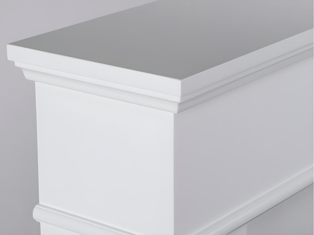 Vente Unique Cheminée électrique à Poser VESUVIA - Avec Manteau - L98 X P24 X H102.5cm - Blanche