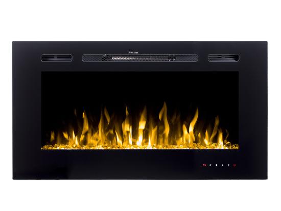 Vente Unique Cheminée électrique CALBUCO - Murale Ou Encastrable - L101 6 X P14 X H54 4 Cm - Noire