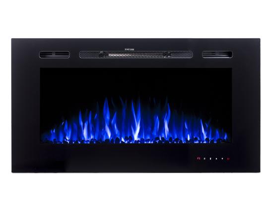 Vente Unique Cheminée électrique CALBUCO - Murale Ou Encastrable - L101 6 X P14 X H54 4 Cm - Noire