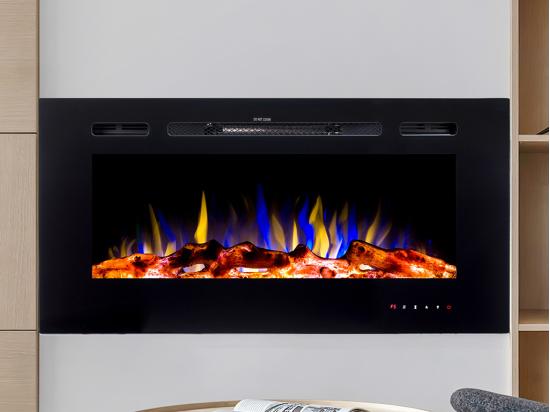 vente unique Cheminée électrique CALBUCO - Murale ou encastrable - L101 6 x P14 x H54 4 cm - Noire