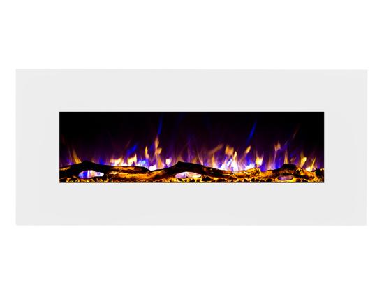 Vente Unique Cheminée électrique Murale LALITA - L110 X P14 X H49 Cm - Blanc