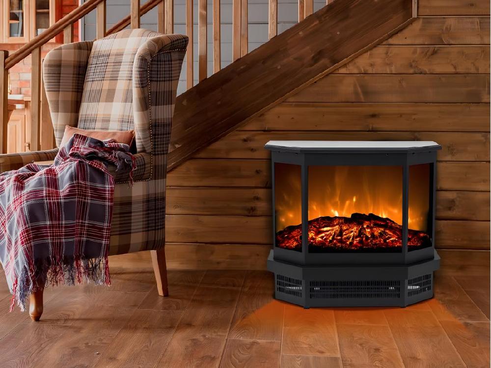 vente unique Cheminée électrique poêle ETNA - L55.8 x P22.5 x H51.6 cm - Noire