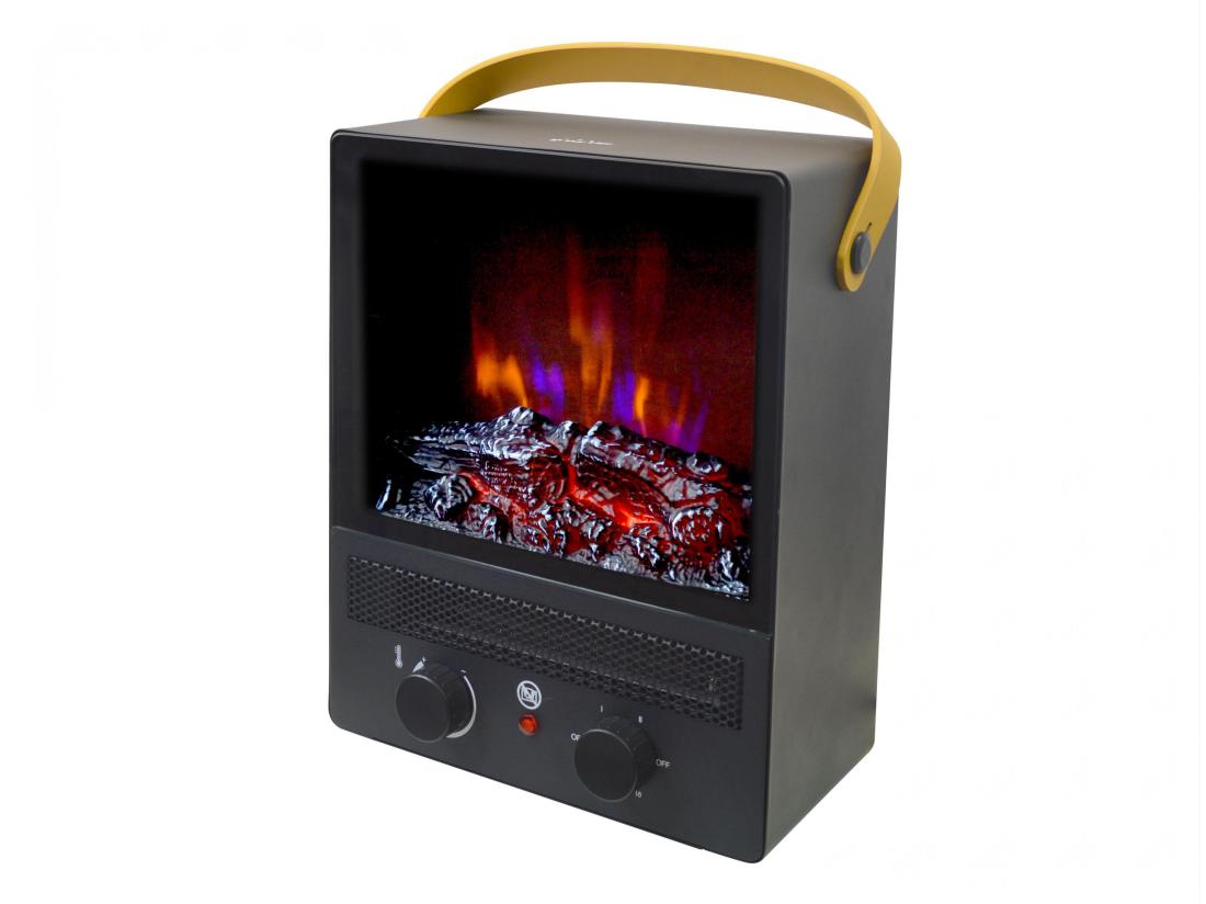 Vente Unique Cheminée électrique Portable En Acier Noir Et Pieds