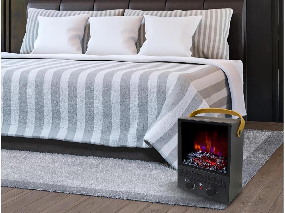 Vente Unique Cheminée électrique Portable En Acier Noir Et Pieds