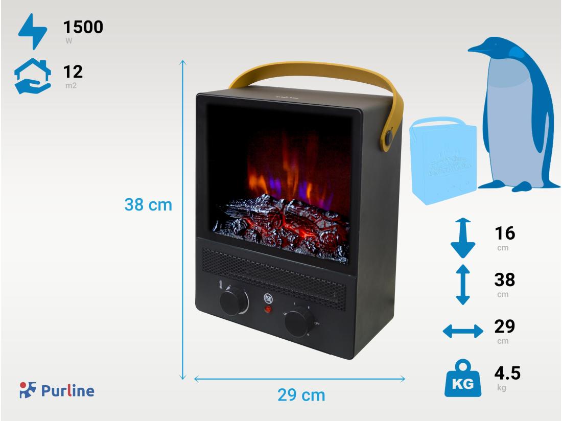 Vente Unique Cheminée électrique Portable En Acier Noir Et Pieds