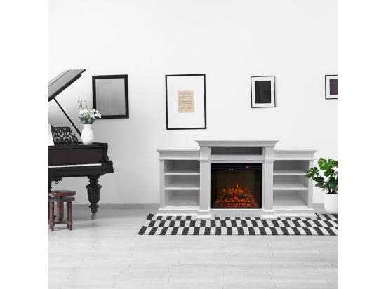 Vente Unique Cheminée électrique Sur Pied En Bois Blanc L179 X P48 X H85