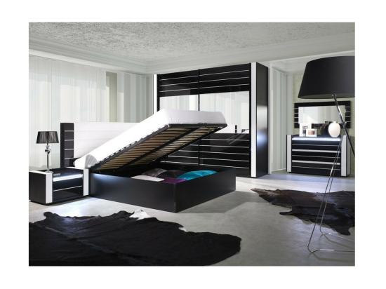 Vente Unique Chevet Deux Tiroirs LINA Noir Et Blanc – 71 X 42 X 45 Cm