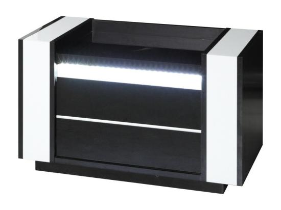 vente unique Chevet deux tiroirs LINA noir et blanc – 71 x 42 x 45 cm