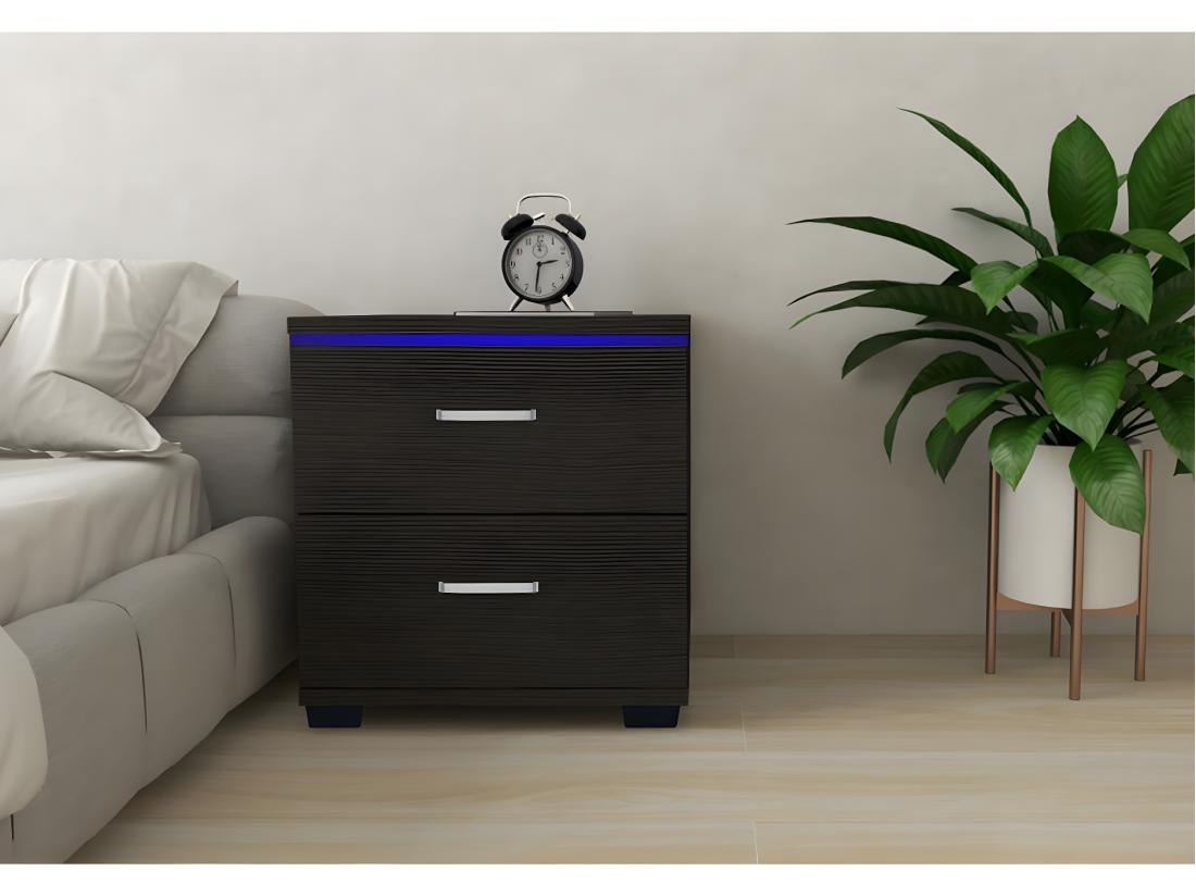 Vente Unique Chevet LED "Karina" - 41 X 38 X 41.5 Cm - Noir
