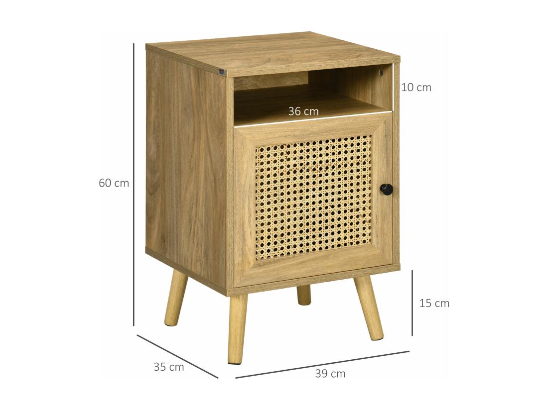 Vente Unique Chevets Style Bohème - Lot De 2 Tables De Nuit Design - Placard Niche - Aspect Bois Manguier Rotin