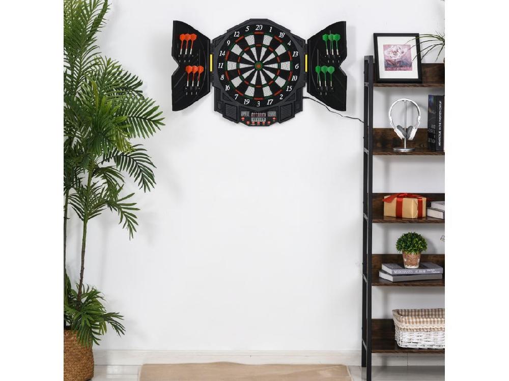 Vente Unique Cible Jeu De Fléchettes électronique 27 Jeux Jusqu'à 8 Joueurs LED Haut-parleur Noir