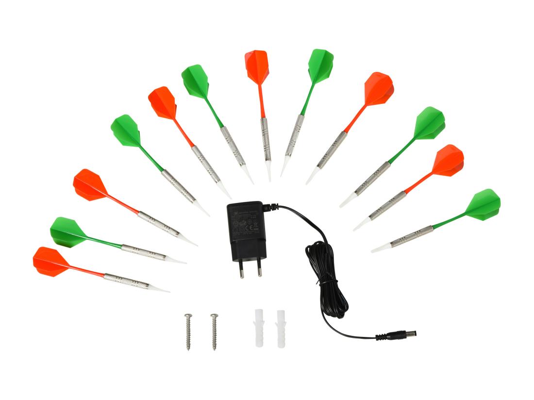 Vente Unique Cible Jeu De Fléchettes électronique 27 Jeux Jusqu'à 8 Joueurs LED Haut-parleur Noir