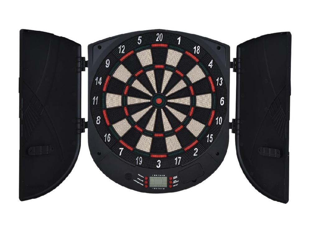 Vente Unique Cible Jeu De Fléchettes électronique Refermable 26 Jeux Jusqu'à 8 Joueurs Affichage LCD Haut-parleur Noir