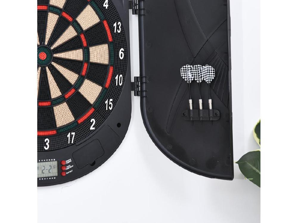 Vente Unique Cible Jeu De Fléchettes électronique Refermable 26 Jeux Jusqu'à 8 Joueurs Affichage LCD Haut-parleur Noir