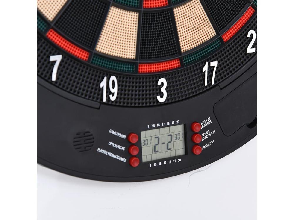 Vente Unique Cible Jeu De Fléchettes électronique Refermable 26 Jeux Jusqu'à 8 Joueurs Affichage LCD Haut-parleur Noir
