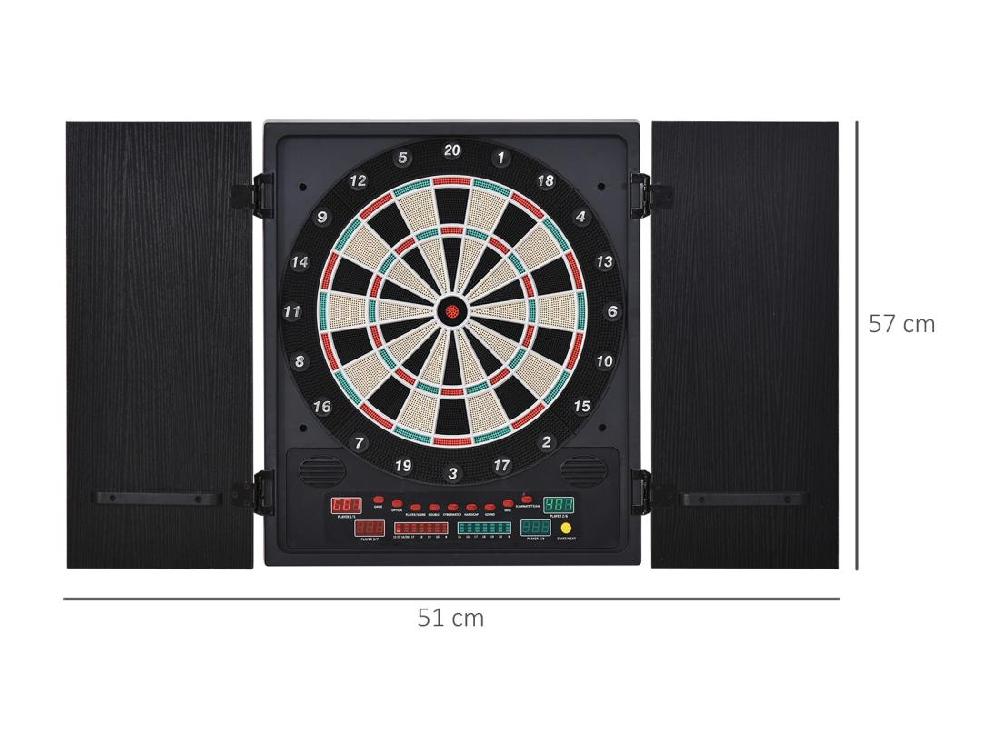 Vente Unique Cible Jeu De Fléchettes électronique Refermable 27 Jeux 202 Variations Jusqu'à 8 Joueurs Affichage LED Haut-parleur Noir