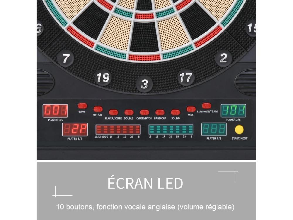 Vente Unique Cible Jeu De Fléchettes électronique Refermable 27 Jeux 202 Variations Jusqu'à 8 Joueurs Affichage LED Haut-parleur Noir