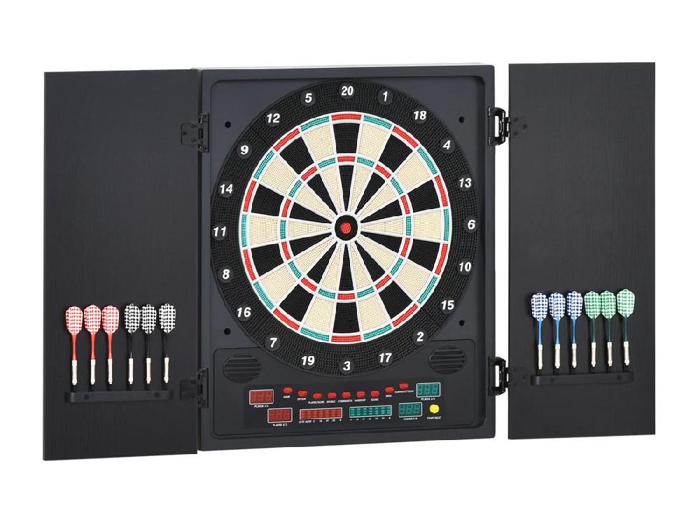 Vente Unique Cible Jeu De Fléchettes électronique Refermable 27 Jeux 202 Variations Jusqu'à 8 Joueurs Affichage LED Haut-parleur Noir