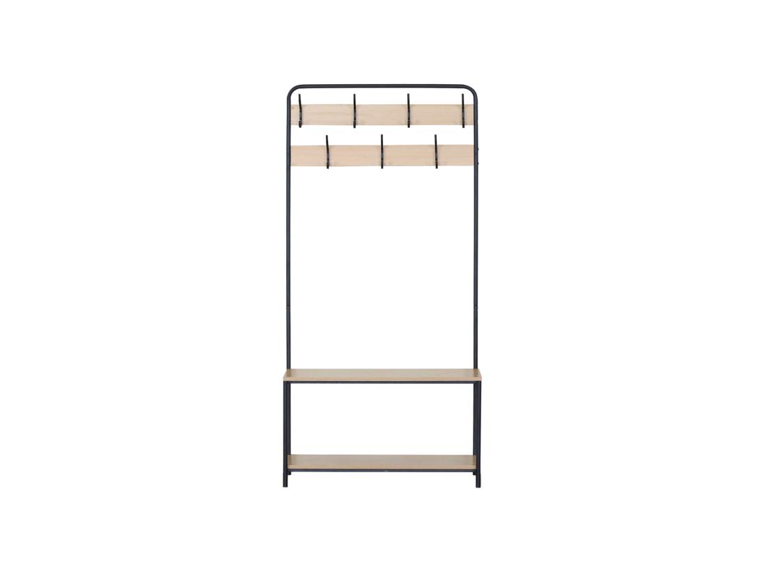 Vente Unique Cintre Meuble à Chaussures MDF Métal Avec 2 Etagères 7 Crochets Pour Entrées