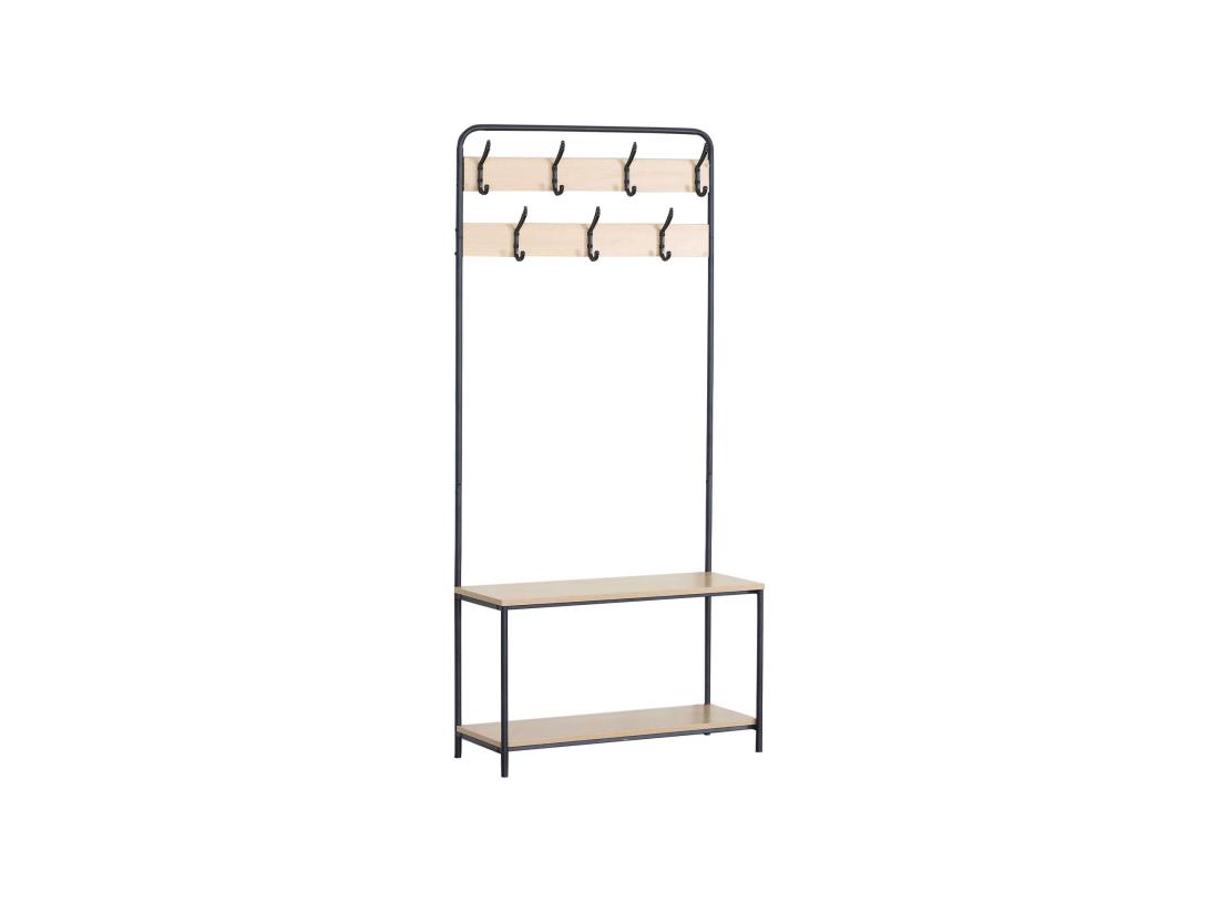 Vente Unique Cintre Meuble à Chaussures MDF Métal Avec 2 Etagères 7 Crochets Pour Entrées