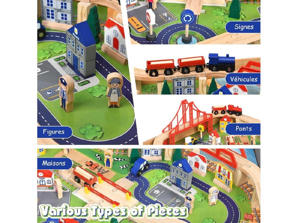 Vente Unique Circuit Voiture Enfant 100 Pcs Avec Table D'Activités Tiroir à Roulettes Verrouillables Jouet Educative Pour 3 Ans +