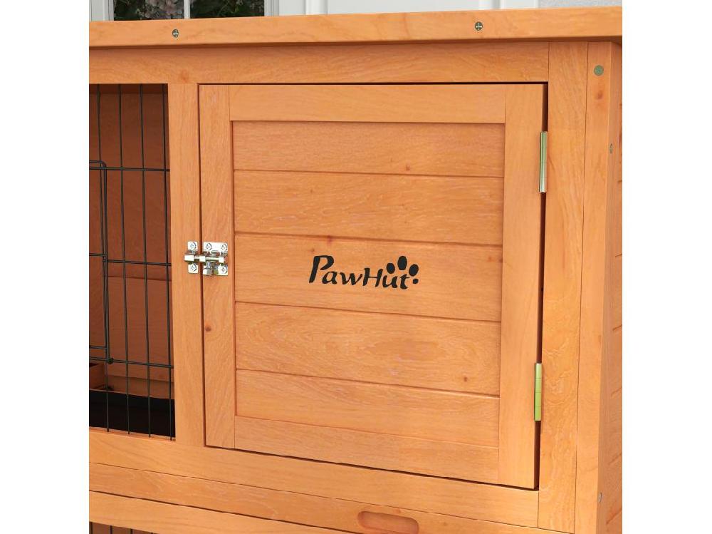 Vente Unique Clapier à Lapin Cage à Lapin 2 étages 3 Portes Verrouillables Bois Pré-huilé