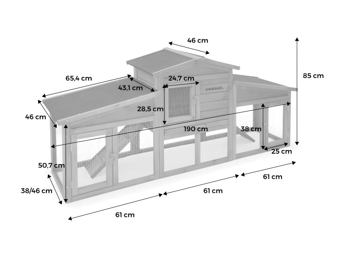 Vente Unique Clapier En Bois Angora Pour Lapin Et Autres Rongeurs. 4 Lapins. Cage à Lapin Avec Enclos. Espace Intérieur Et Extérieur. Poulailler