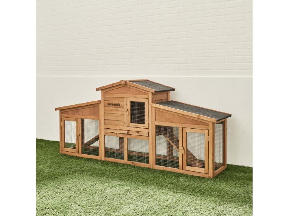 Vente Unique Clapier En Bois Angora Pour Lapin Et Autres Rongeurs. 4 Lapins. Cage à Lapin Avec Enclos. Espace Intérieur Et Extérieur. Poulailler