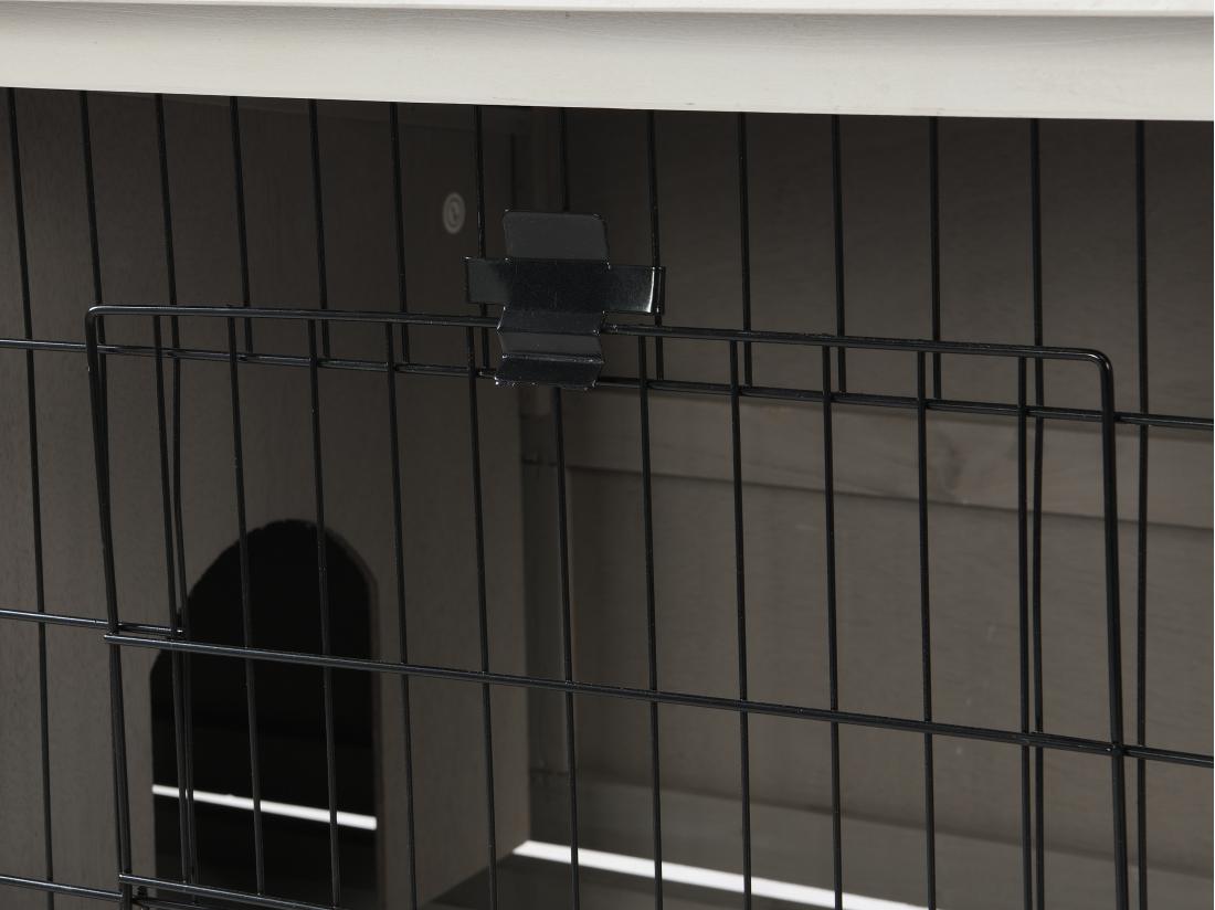 Vente Unique Clapier En Bois Sur Pieds Pour Lapins Et Rongeurs - L. 91 X P. 45 X H. 70 Cm - Blanc Et Gris - LAPIUS